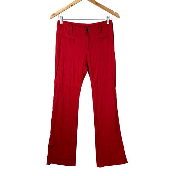 CAbi Linen Valentine Trouser Size 2 5503R Red Wide Leg Bootcut Pant Mid Rise - Picture 1 of 10